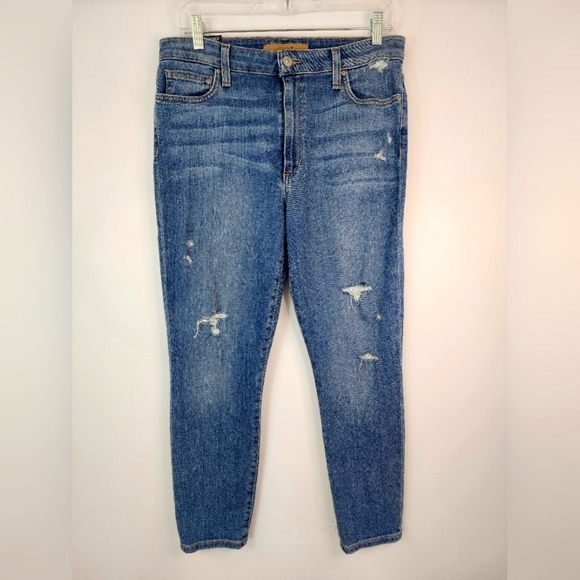 Joe's Women's Blue Jeans Dehlia High-Rise Straight Ankle Distressed Denim, sz 30 - Picture 2 of 11
